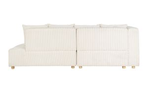Canapé d'angle gauche 3 places en tissu velours côtelé beige et bois clair HARLEM