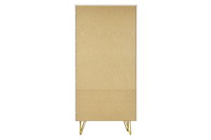 Bibliothèque design gravée blanc mat et métal doré 2 portes L86 cm OZEN