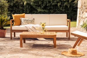 Tavolino da salotto da giardino in legno massello L90 cm SALVADOR