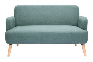 Canapé scandinave 2 places en tissu vert de gris et bois clair ISKO