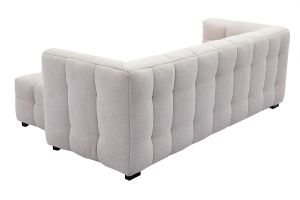 Canapé design 3 places et repose-pieds en tissu effet velours texturé beige CORTO