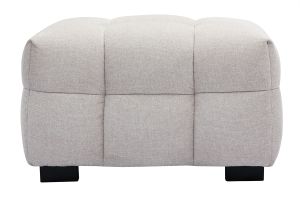 Canapé design 3 places et repose-pieds en tissu effet velours texturé beige CORTO
