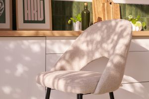 Tabourets de bar en tissu effet velours texturé beige H65 cm (lot de 2) COSETTE