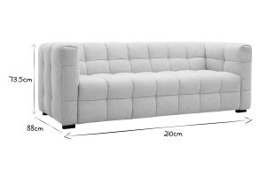 Canapé design 3 places et repose-pieds en tissu effet velours texturé beige CORTO