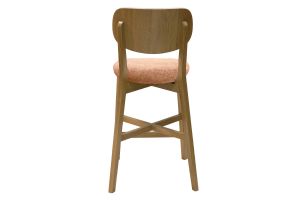Tabourets de bar en bois clair chêne et tissu effet velours terre brûlée H65 cm (lot de 2) LUCIA