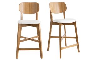 Barhocker helles Holz weiß 65 cm (2er-Set) LUCIA