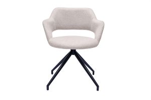 Chaise pivotante 360° en tissu effet velours texturé beige et métal noir JESSY
