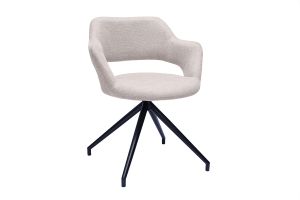 Chaise pivotante 360° en tissu effet velours texturé beige et métal noir JESSY