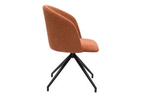 Chaise design pivotante 360° en tissu effet velours texturé terre brulée et métal noir VANITY