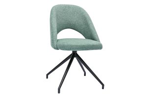 Chaise pivotante 360° en tissu effet velours texturé vert céladon et métal noir COSETTE