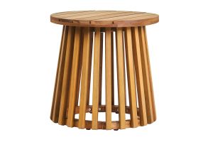 Tavolino da salotto da giardino rotondo in legno massello D40 cm - NASSAU