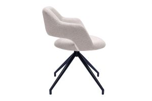 Chaise pivotante 360° en tissu effet velours texturé beige et métal noir JESSY