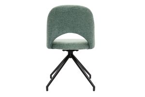 Chaise pivotante 360° en tissu effet velours texturé vert céladon et métal noir COSETTE