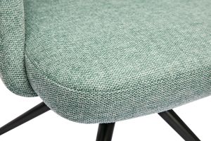 Chaise pivotante 360° en tissu effet velours texturé vert céladon et métal noir COSETTE