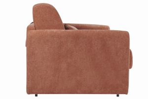 Divano letto 3 posti in tessuto effetto velluto color terracotta con materasso da 13 cm LETTO