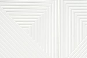 Bibliothèque design gravée blanc mat et métal doré 2 portes L86 cm OZEN