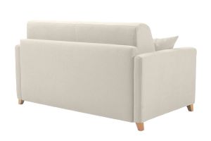 Canapé convertible 2-3 places en tissu beige et bois clair avec matelas 13 cm SKANDY