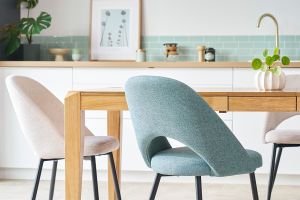 Chaises vintage en tissu vert de gris et métal noir (lot de 2) COSETTE