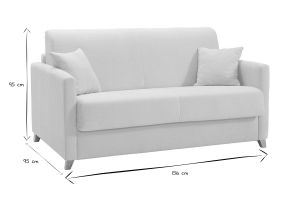 Canapé convertible 2-3 places en tissu beige et bois clair avec matelas 13 cm SKANDY