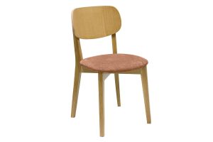 Chaises vintage en bois clair chêne et tissu effet velours terracotta (lot de 2) LUCIA