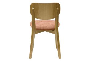 Chaises vintage en bois clair chêne et tissu effet velours terracotta (lot de 2) LUCIA