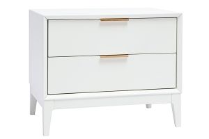 Comodino bianco opaco e metallo dorato con vani GIANA