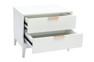 Comodino bianco opaco e metallo dorato con vani GIANA