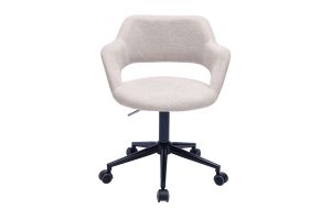 Sedia da ufficio con ruote design in tessuto effetto velluto beige e metallo nero JESSY