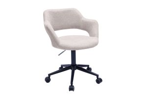 Sedia da ufficio con ruote design in tessuto effetto velluto beige e metallo nero JESSY
