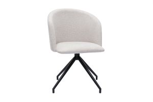 Chaise design pivotante 360° en tissu effet velours texturé beige et métal noir VANITY
