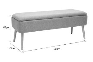 Banc coffre en tissu effet velours texturé terracotta et bois clair massif L120 cm LARS