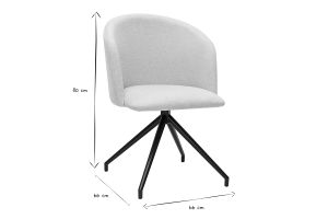 Chaise design pivotante 360° en tissu effet velours texturé beige et métal noir VANITY