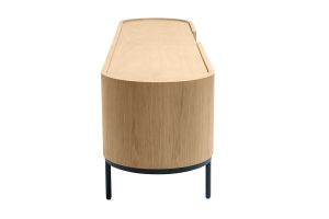 Meuble TV design bois clair et métal noir avec rangements L180 cm SKYE