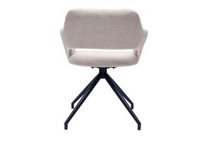 Chaise pivotante 360° en tissu effet velours texturé beige et métal noir JESSY