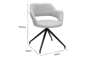 Chaise pivotante 360° en tissu effet velours texturé beige et métal noir JESSY
