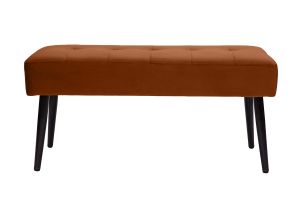 Banc design capitonné en velours terre brûlée et métal noir L95 cm GUESTA