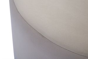 Pouf rond en velours taupe et métal doré D54 cm AMAYA