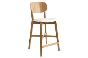 Tabourets de bar bois chêne et blanc H65 cm (lot de 2) LUCIA