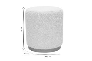 Pouf rond en tissu effet laine bouclée blanc cassé et métal doré D40 cm AMAYA