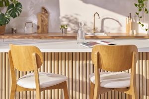 Tabourets de bar bois chêne et blanc H65 cm (lot de 2) LUCIA