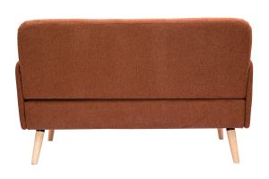 Canapé scandinave 2 places en tissu effet velours texturé terre brûlée et bois clair ISKO