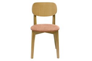 Chaises vintage en bois clair chêne et tissu effet velours terracotta (lot de 2) LUCIA
