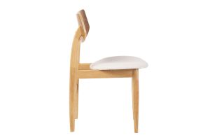 Chaises scandinaves en bois clair et tissu effet laine bouclée blanc (lot de 2) ELION