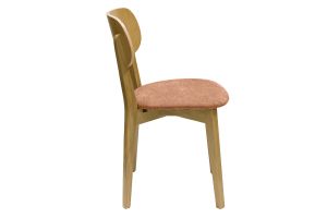Chaises vintage en bois clair chêne et tissu effet velours terracotta (lot de 2) LUCIA
