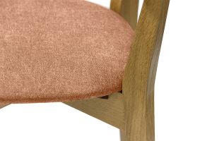 Chaises vintage en bois clair chêne et tissu effet velours terracotta (lot de 2) LUCIA