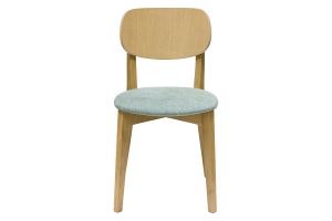 Chaises vintage en bois clair chêne et tissu effet velours vert céladon (lot de 2) LUCIA
