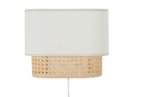 Applique murale en tissu blanc et cannage rotin naturel H20 cm TIWY