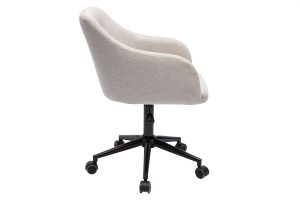 Chaise de bureau capitonnée à roulettes en tissu effet velours texturé beige et métal noir BALTIK
