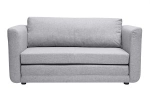 Canapé convertible 2 places en tissu gris clair LEON