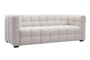 Canapé design 3 places en tissu effet velours texturé beige CORTO